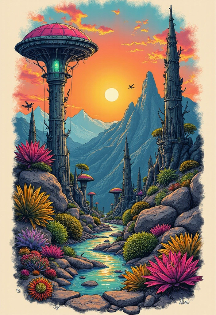30 Alien Tattoo Meaning and Out-of-This-World Designs - 12. Alien Landscapes