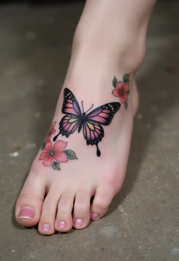 30 Butterfly Tattoo Placement Ideas That Enhance Beauty - 12. Foot: Unique Expression