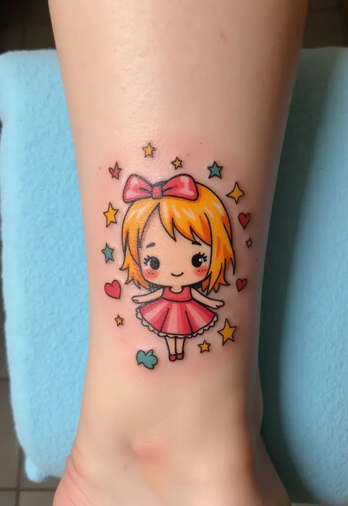 30 Cartoon Tattoo Ideas That Are Fun and Creative - 12. Kawaii Style Characters