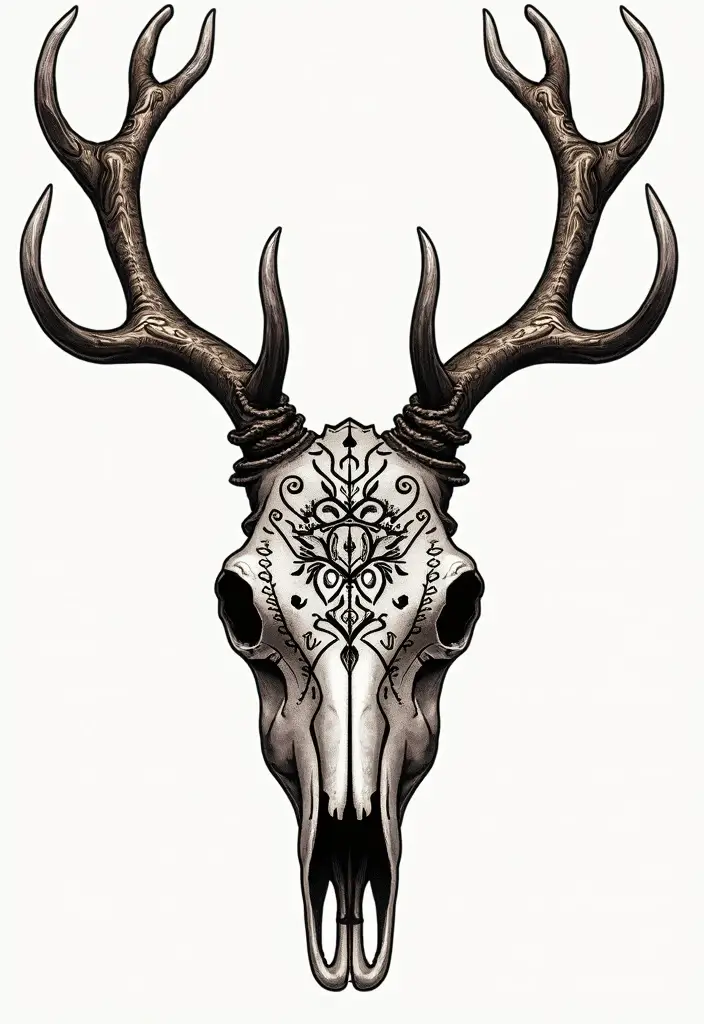 30 Deer Skull Tattoos That Capture Rustic Strength - 12. Cultural Inspirations