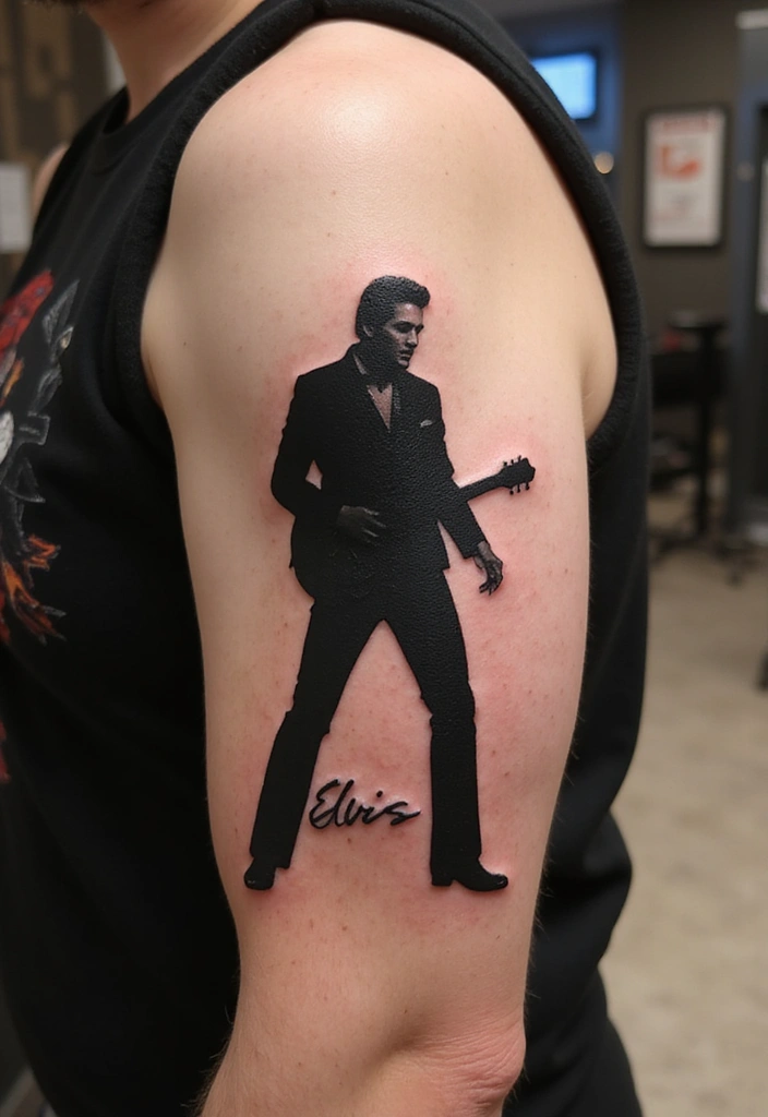 30 Elvis Silhouette Tattoo Ideas for Rock Legends - 12. Elvis with His Signature