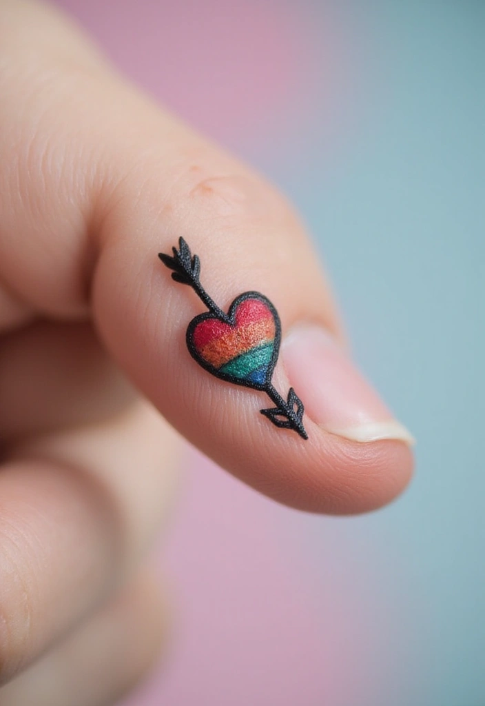30 Finger Tattoo Ideas for Females That Look Stylish - 12. Arrow Heart Combination