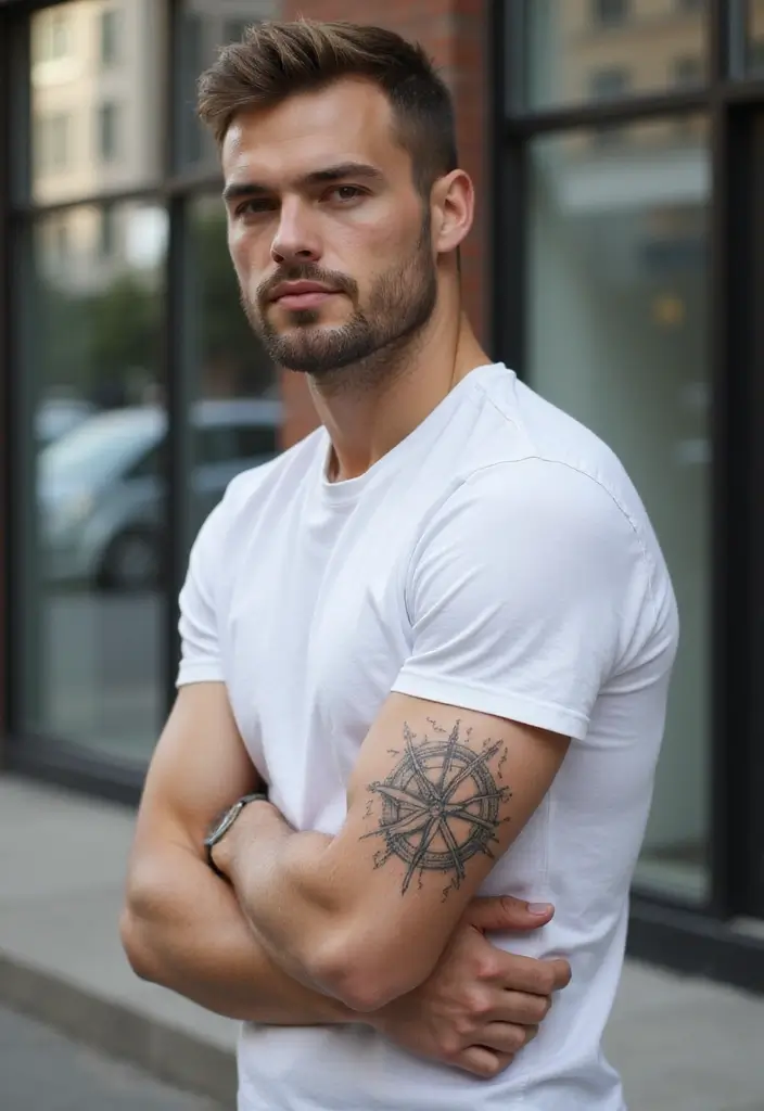 30 Lightning Tattoos for Men That Electrify Style - 12. Lightning and Compass