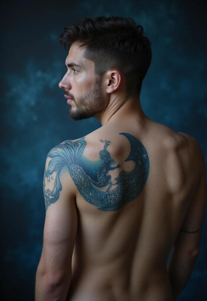 30 Creative Mermaid Tattoos for Men with Ocean Spirit - 12. Moonlit Mermaid
