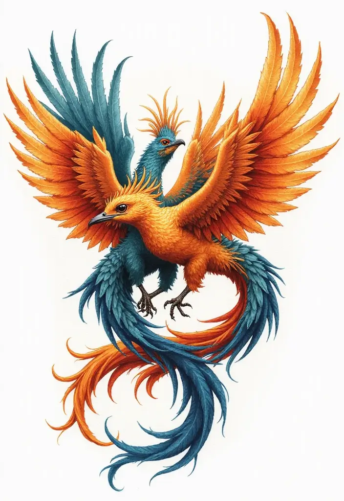30 Phoenix Reborn Tattoo Designs with Deep Meanings - 12. Dual Phoenixes