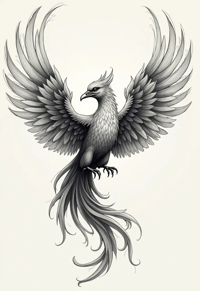 30 Rise of the Phoenix Tattoos That Symbolize Rebirth - 12. Open Wing Phoenix Tattoo