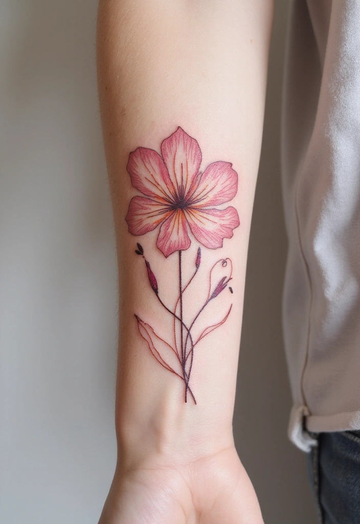 30 September Birth Flower Tattoo Ideas with Meaning - 12. Morning Glory with Abstract Lines
