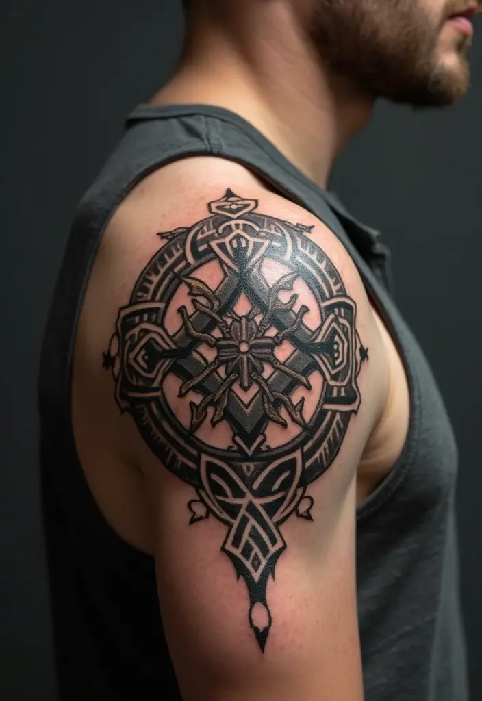 30 Shoulder and Back Tattoos for Guys with Masculine Energy - 12. Norse Mythology