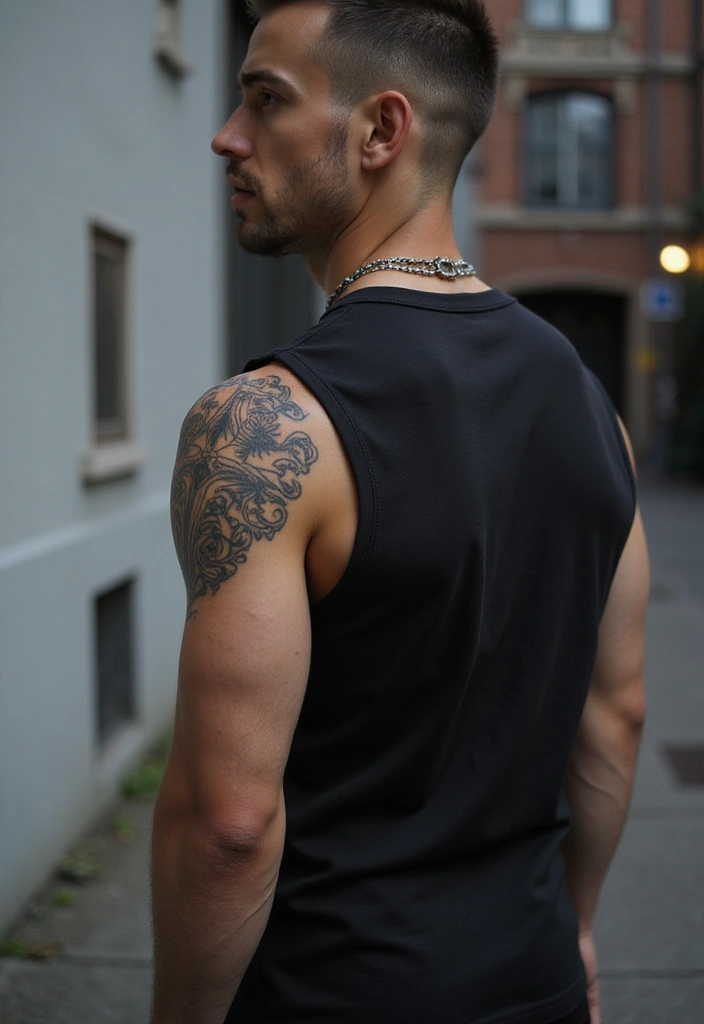 30 Shoulder Tattoos for Men with Meaningful Designs - 12. Cross: Faith and Devotion