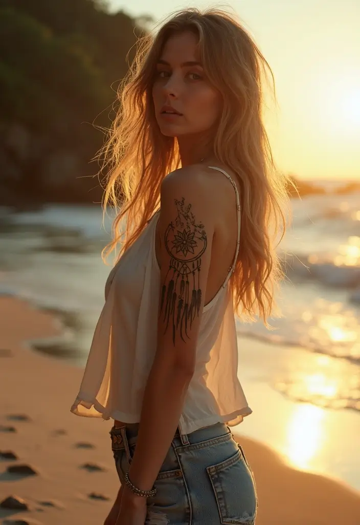 30 Skeleton Hand Tattoos with Edgy and Dark Styles - 12. Dreamcatcher Fusion