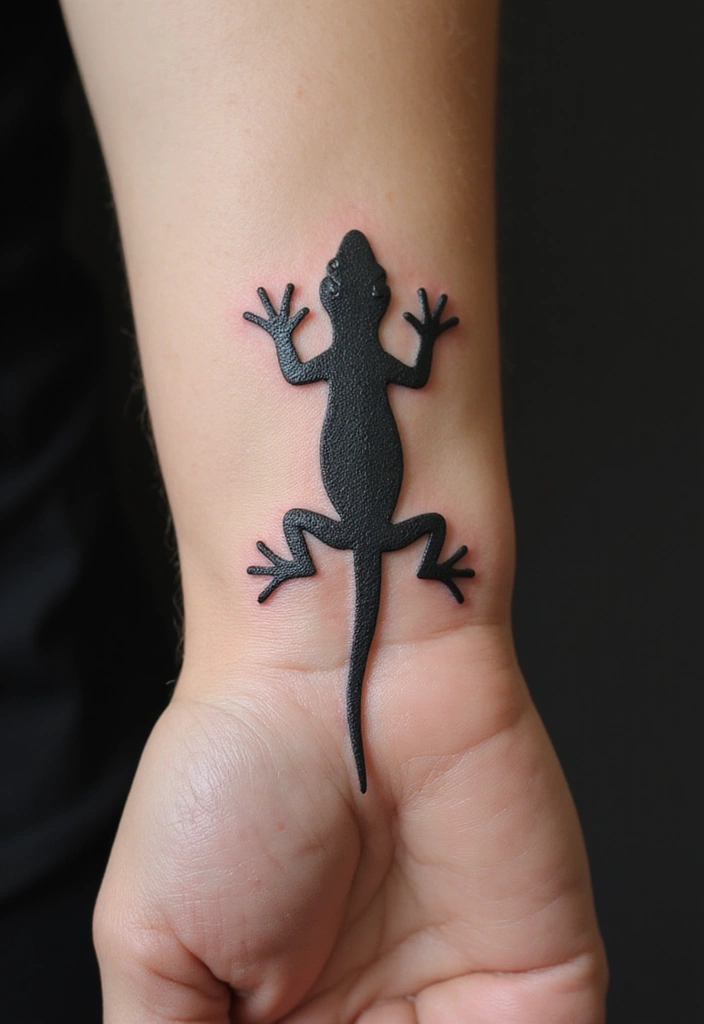 30 Small Lizard Tattoo Designs That Look Unique - 12. Negative Space Lizard