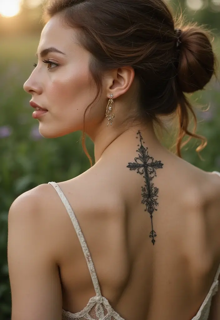 30 Spiritual Neck Tattoos with Deep Symbolism - 12. The Cross