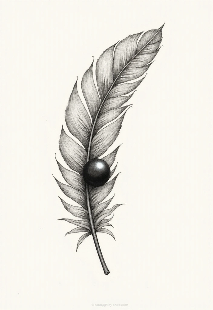 30 Tattoo Black Pearl Ideas to Inspire Your Next Ink - 12. Black Pearl with Feather