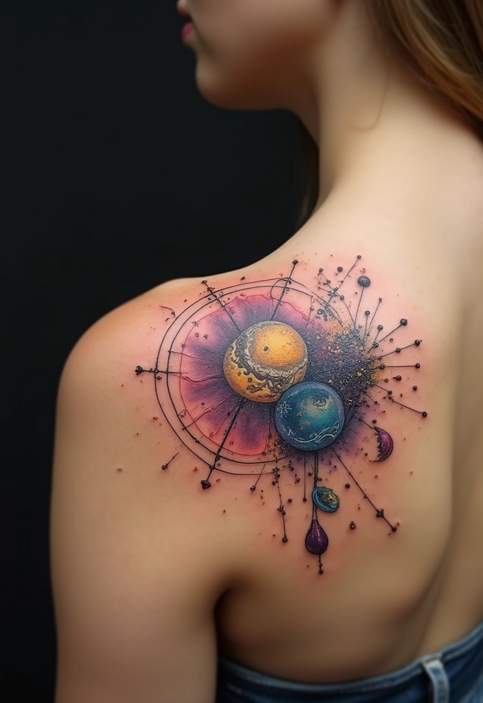 30 Tattoo Shoulder Designs for Women with Feminine Flair - 12. Zodiac Signs