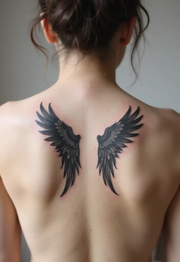 30 Shoulder Wing Tattoo Ideas with Angelic Inspiration - 12. Shadow Silhouette Wings