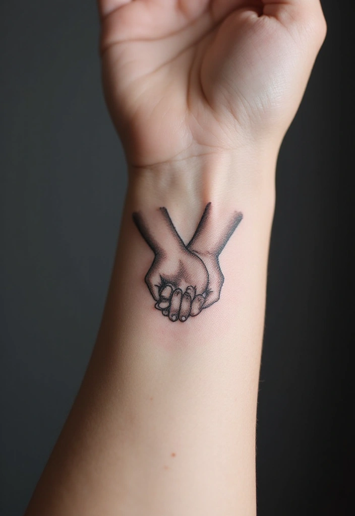 30 Unbreakable Bond Tattoo Inspirations Full of Emotion - 12. Linked Hands