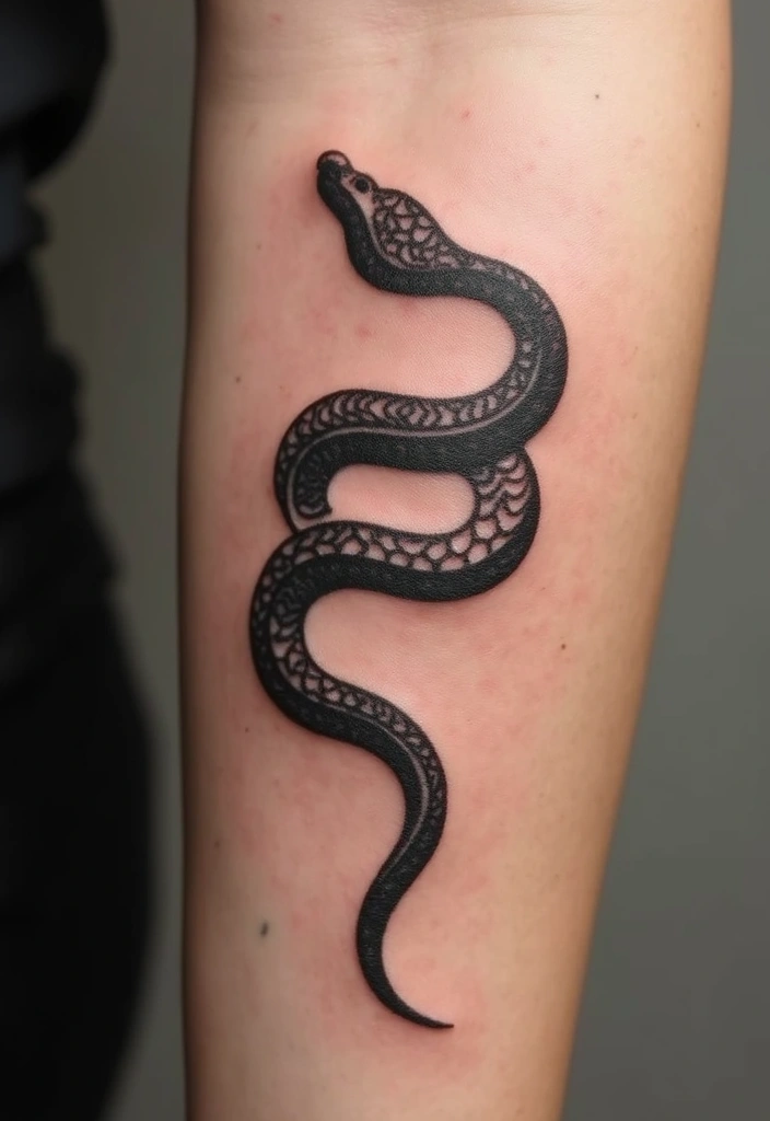 30 Viking Snake Tattoo Designs with Norse Symbolism - 12. Stylized Snake Silhouette