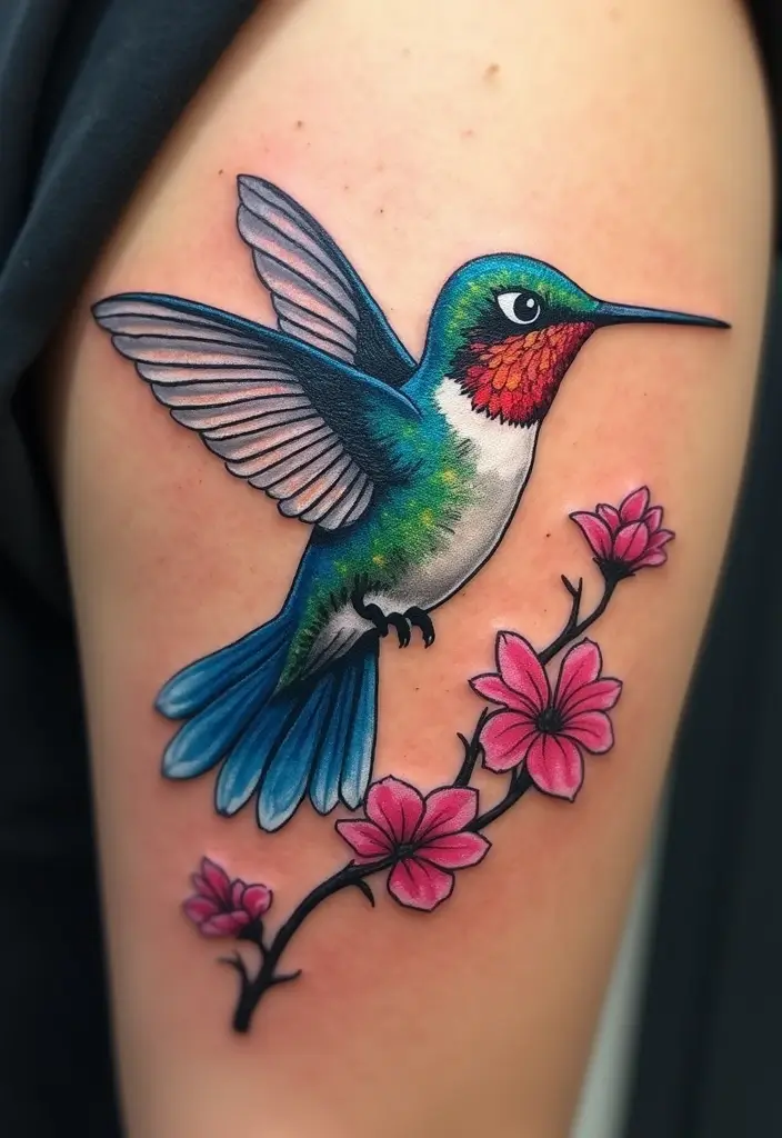 30 3D Hummingbird Tattoos That Feel Lifelike - 13. The Shimmering Bird