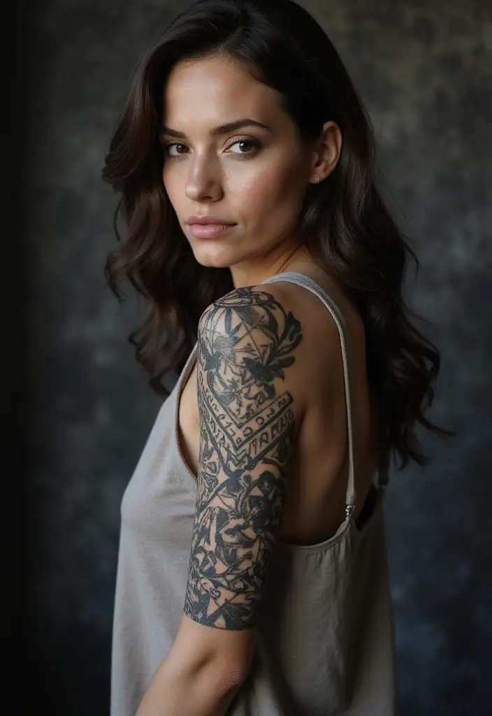 30 Arm Tattoos for Women with Stylish and Bold Looks - 13. Bold Blackwork
