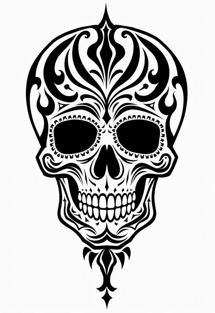30 Calavera Tattoo Inspirations for Day of the Dead - 13. Tribal Influence
