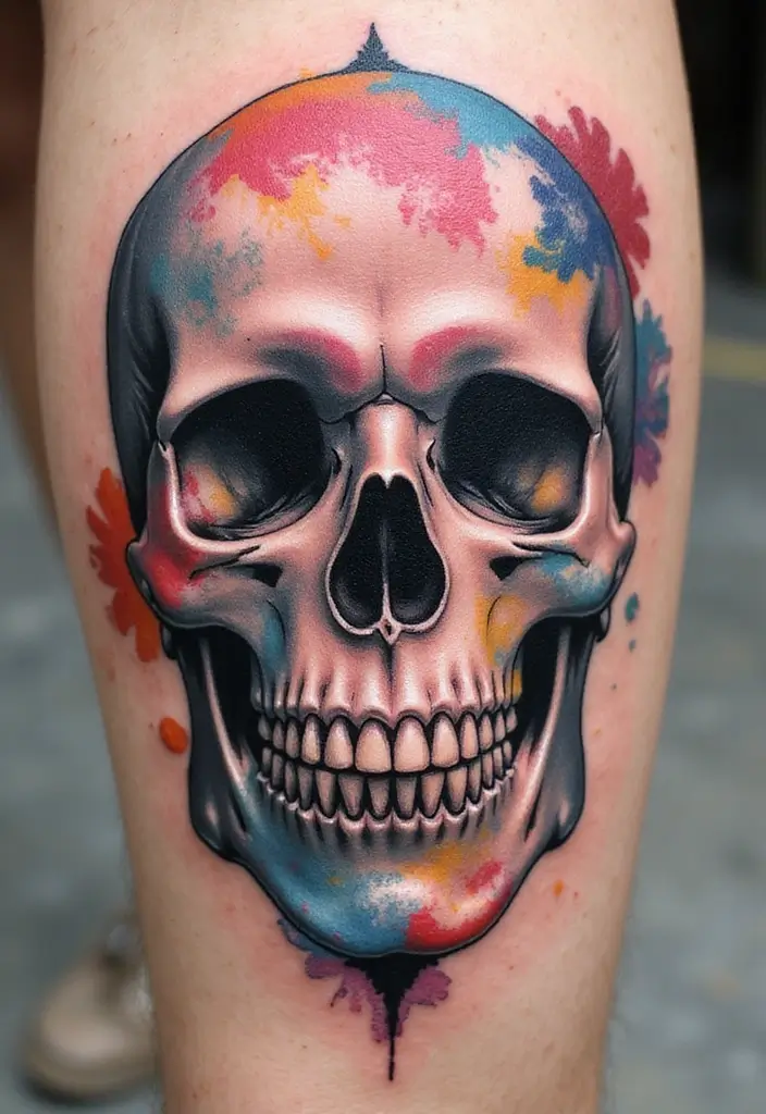 30 Candy Skull Tattoo Meaning and Creative Designs - 13. Abstract Candy Skull Tattoos