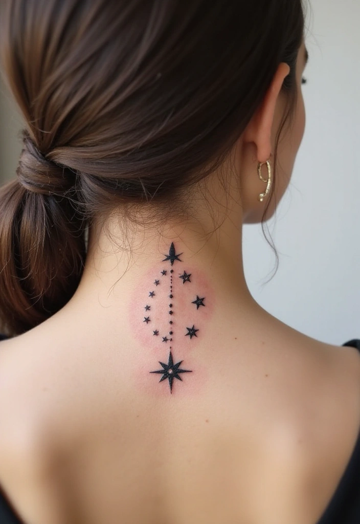 30 Celestial Star Tattoo Inspirations Full of Magic - 13. Celestial Neck Tattoos