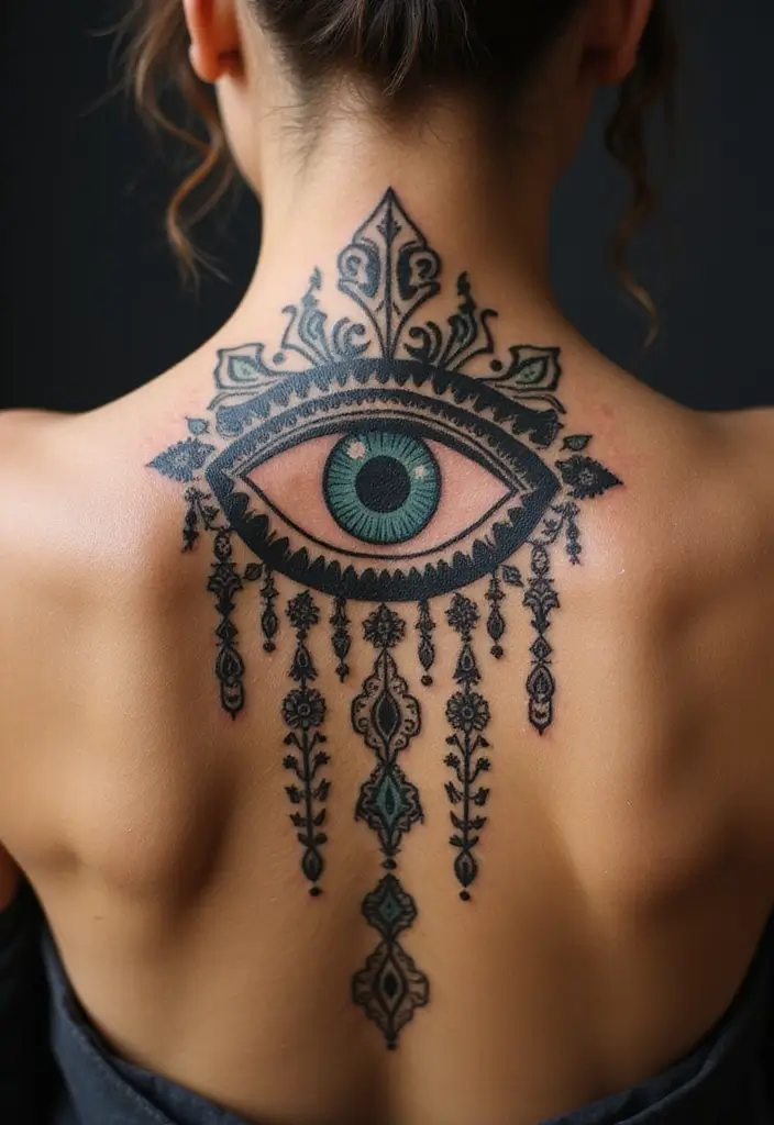 30 Evil Eye Tattoo Designs for Protection and Style - 13. Traditional Folk Style