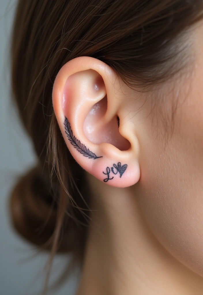 30 Feather Tattoo Behind Ear Meaning and Ideas - 13. Love and Affection