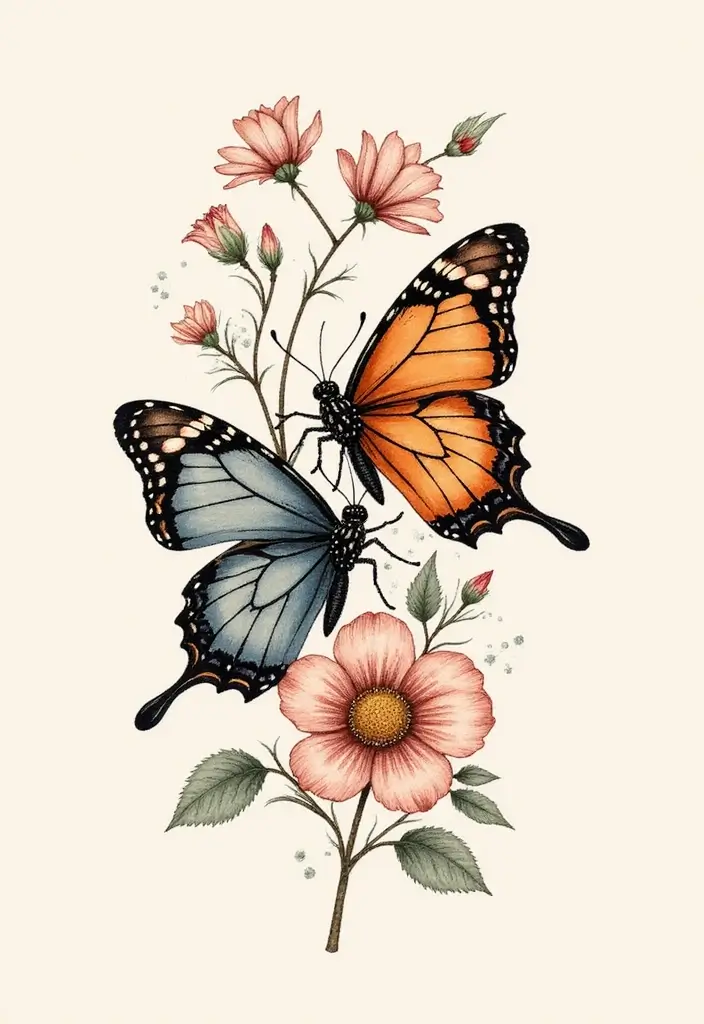 30 Firefly Tattoo Designs That Glow with Meaning - 13. Firefly with Butterfly Elements