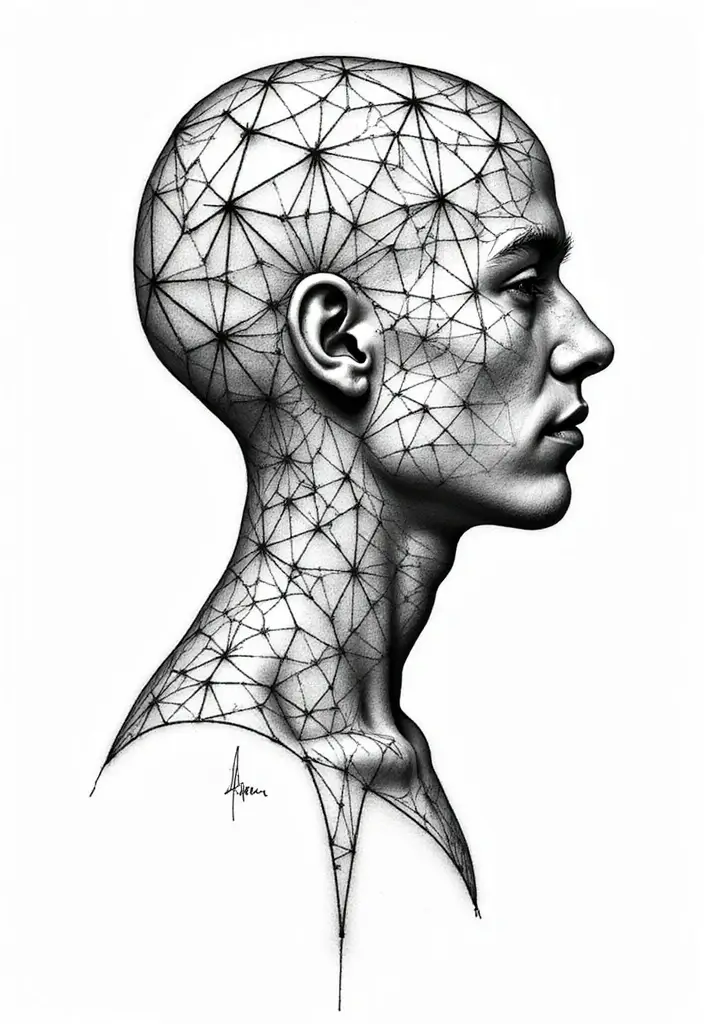 30 Geometric Head Tattoo Ideas for Bold Expression - 13. Interlocking Shapes