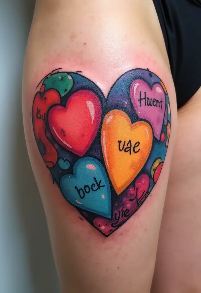 30 Heart Tattoos with Names to Celebrate Love and Bonds - 13. Abstract Heart with Name
