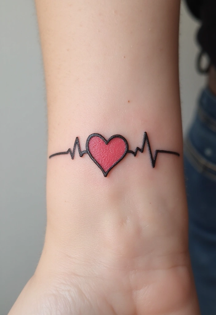 30 Karma Tattoo Meaning and Stunning Design Ideas - 13. Heartbeat Line