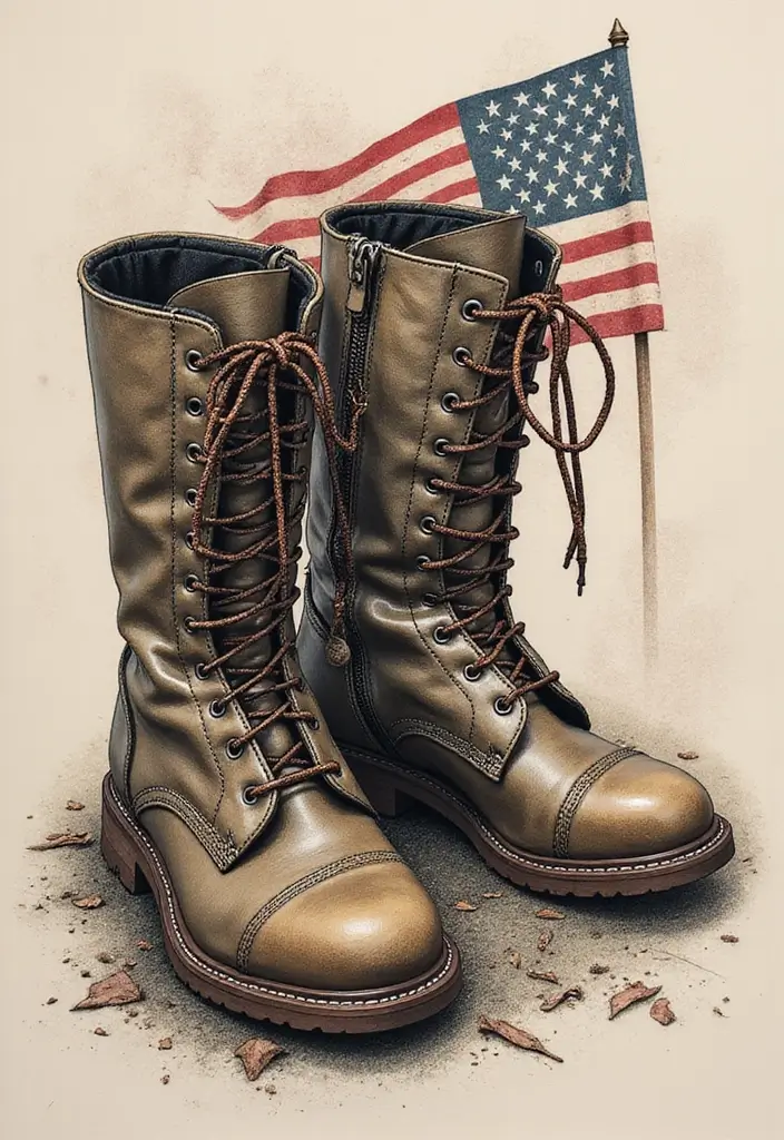 30 LDRSHIP Tattoo Ideas Inspired by Military Values - 13. The Combat Boots