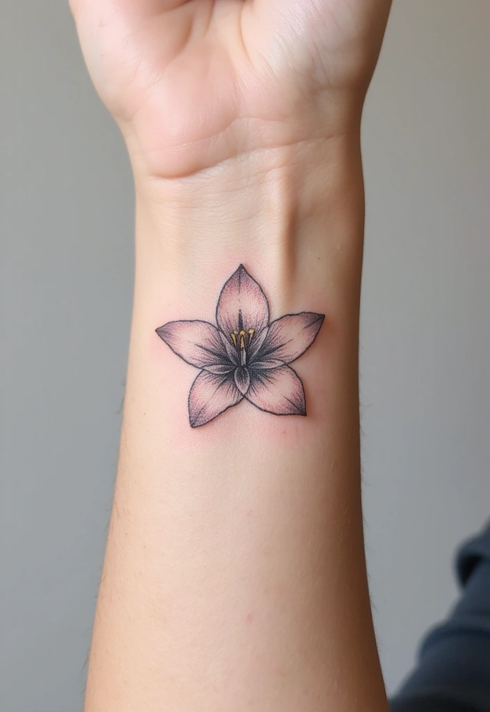 30 Lily Tattoos for Men That Balance Strength and Elegance - 13. Tiny Lily Wrist Tattoo