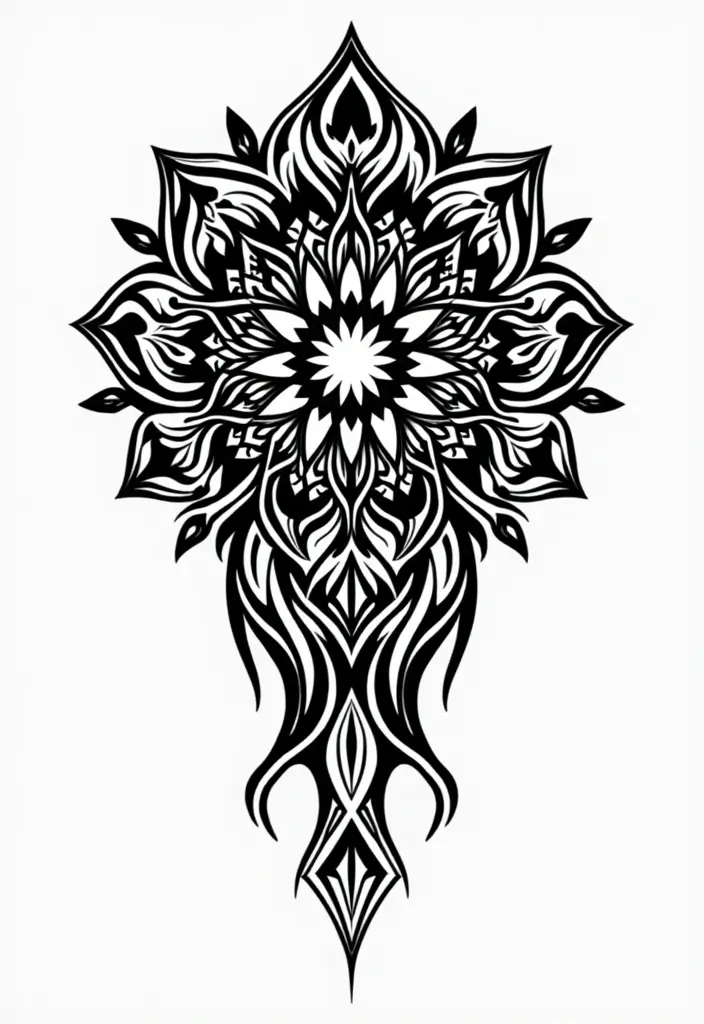 30 Mandala Tattoo Ideas with Spiritual and Geometric Beauty - 13. Tribal Mandala