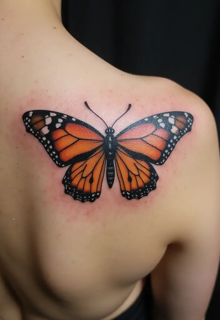 30 Monarch Butterfly Tattoo Designs with Deep Symbolism - 13. Monarch Butterfly with Wing Patterns