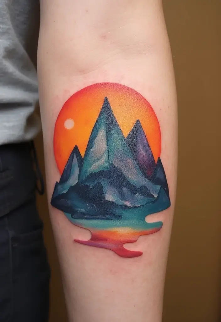 30 Mountain Tattoos for Men That Capture Adventure Spirit - 13. Abstract Mountain Art