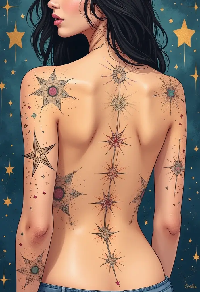 30 Sexiest Tattoos for Women with Confident Style - 13. Star Tattoos
