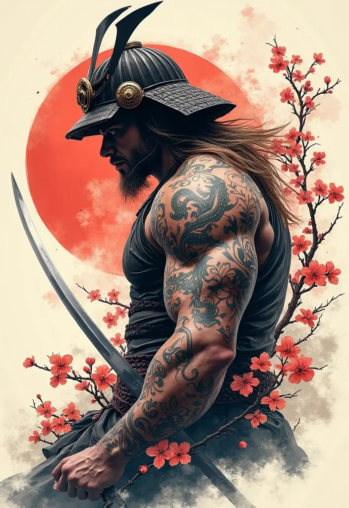 30 Shoulder and Back Tattoos for Guys with Masculine Energy - 13. The Samurai