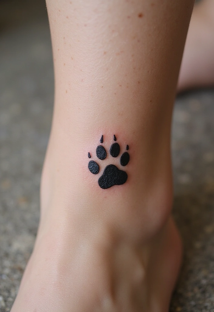 30 Small Tattoo Placements That Make a Big Statement - 13. Tiny Paw Print on the Ankle