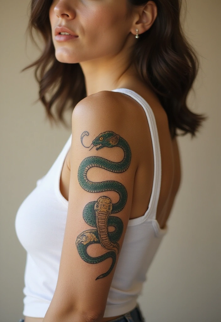 30 Snake Body Tattoo Designs That Look Striking - 13. Vintage Snake Design