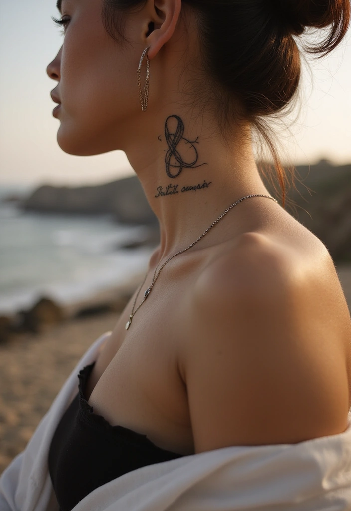 30 Spiritual Neck Tattoos with Deep Symbolism - 13. The Infinity Symbol