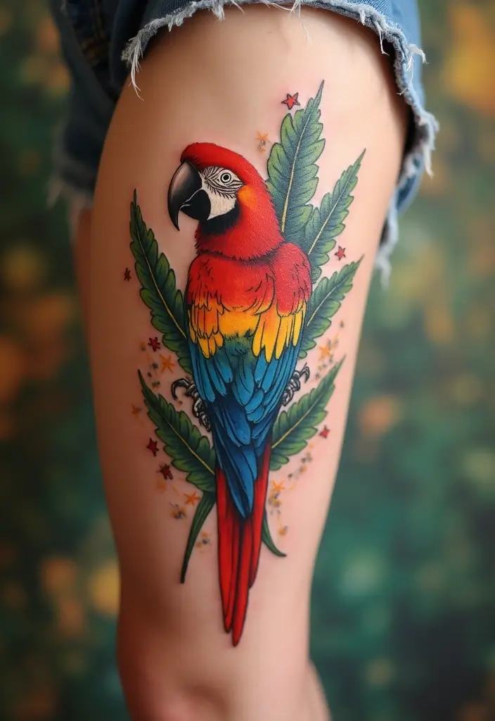 30 Symbolic Bird Tattoos with Powerful Messages - 13. The Playful Parrot