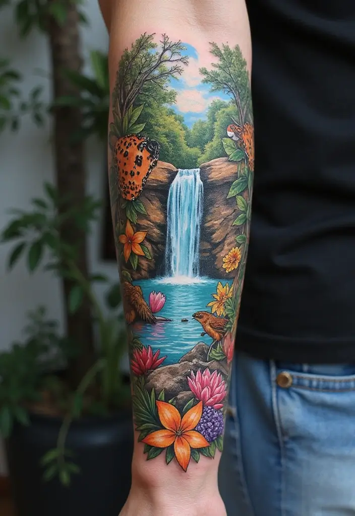 30 Waterfall Tattoos That Flow with Beauty - 13. Waterfall Collages