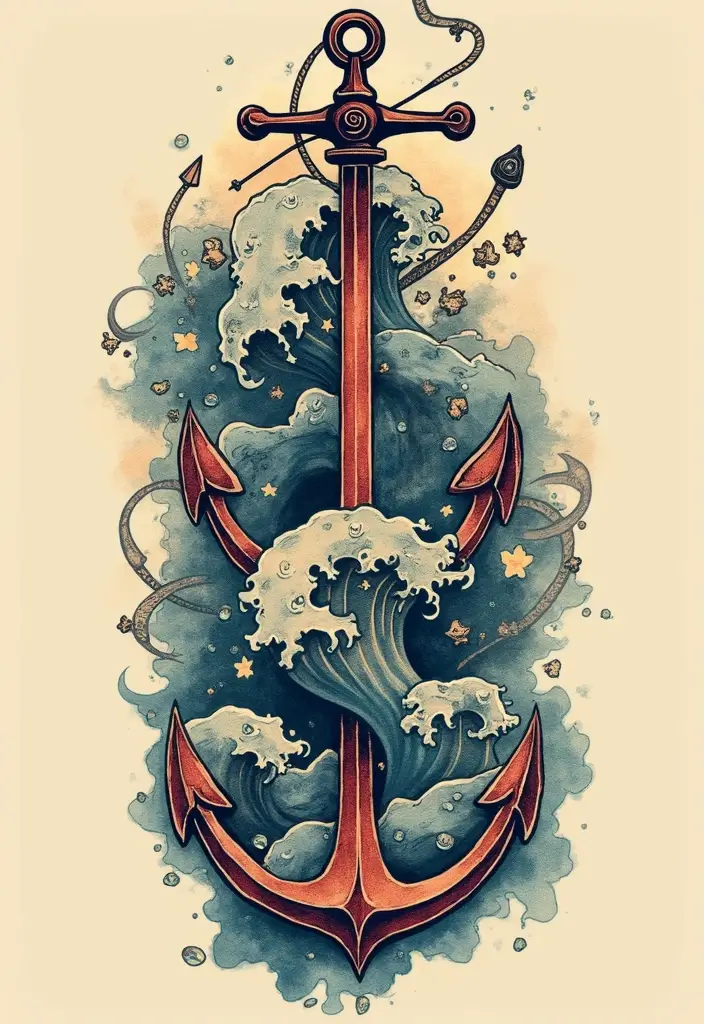 30 Wave Tattoo Sleeve Ideas That Make a Bold Statement - 13. Vintage Nautical Waves