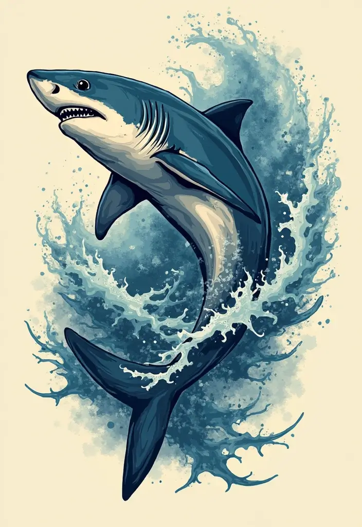 30 Beach Tattoos for Guys with Laid-Back and Cool Vibes - 14. Shark Design