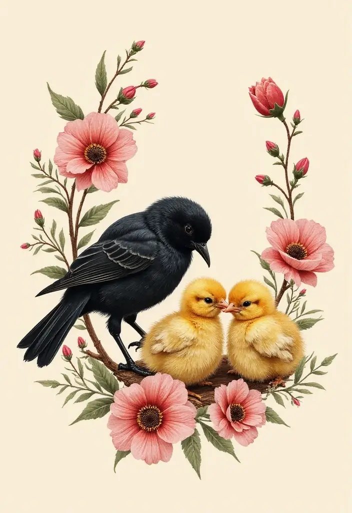 30 Blackbird Tattoo Meaning and Stunning Design Inspirations - 14. Nurturing and Care