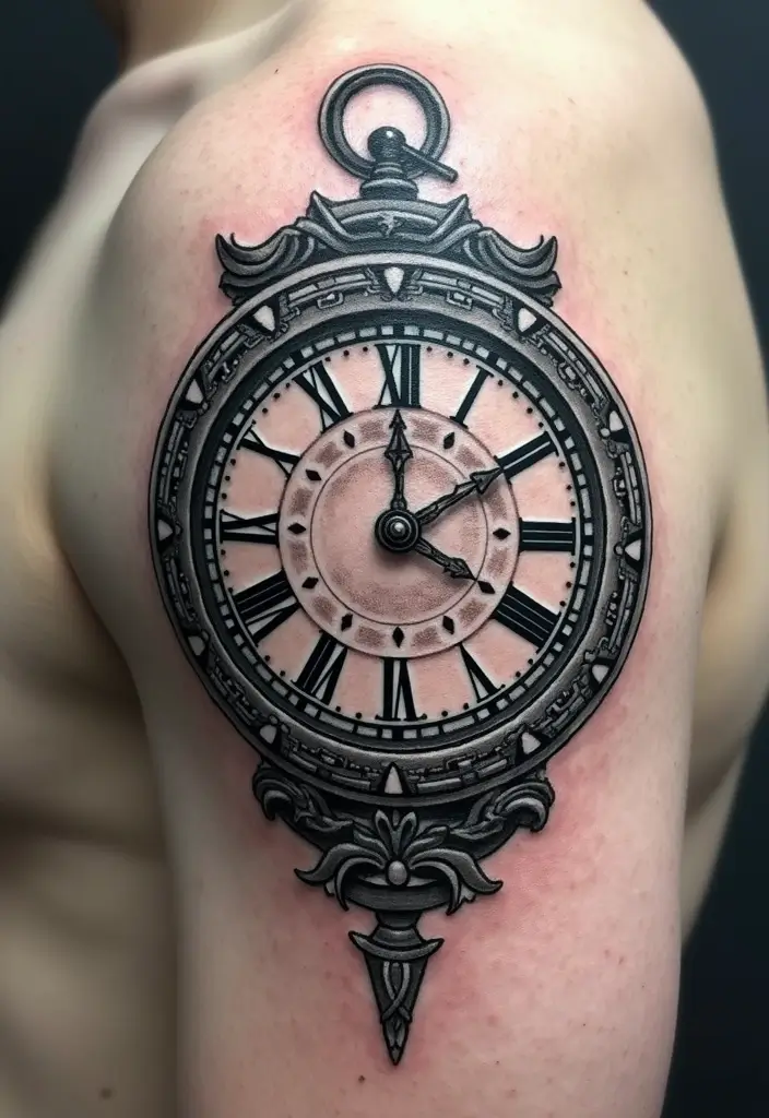 30 Blackwork Tattoo Ideas That Are Bold and Artistic - 14. Clock and Timepieces