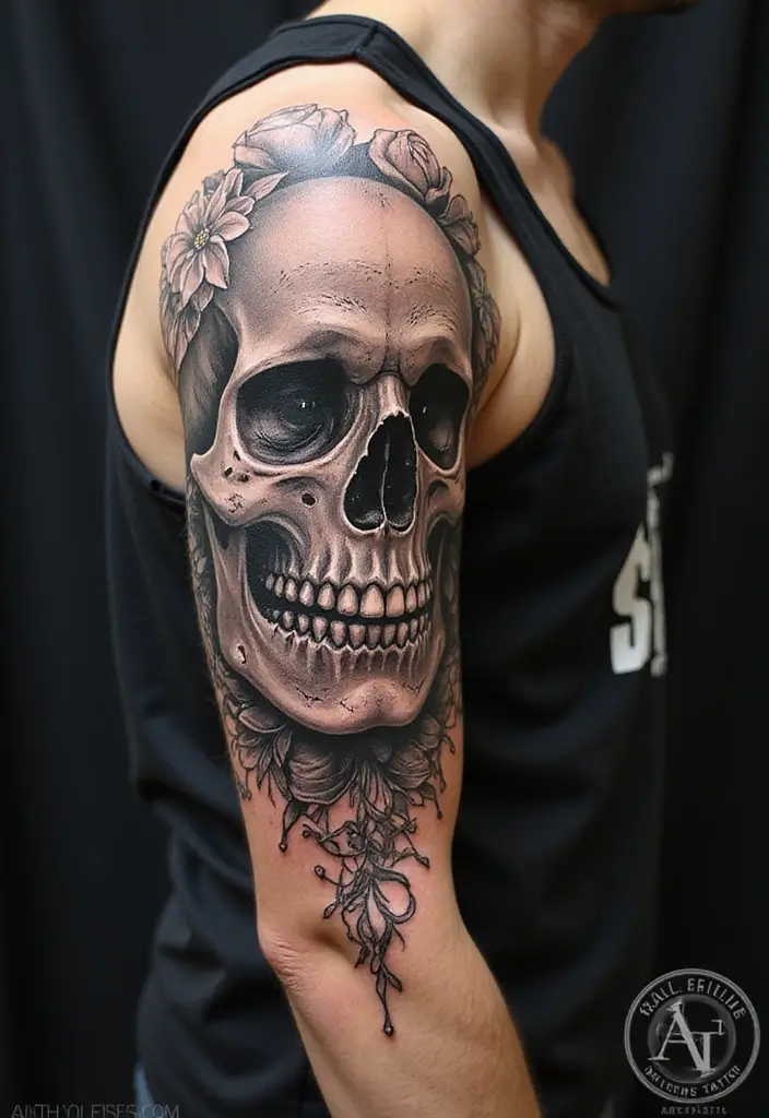 30 Calavera Tattoo Inspirations for Day of the Dead - 14. 3D Effect