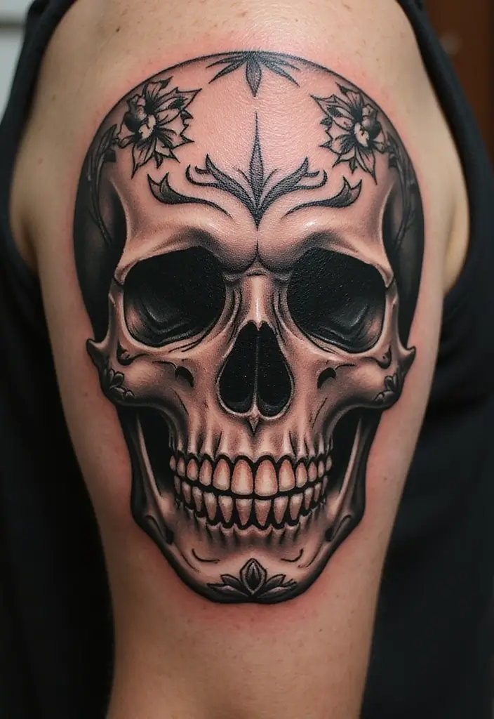 30 Candy Skull Tattoo Meaning and Creative Designs - 14. Candy Skull Tattoos for Men